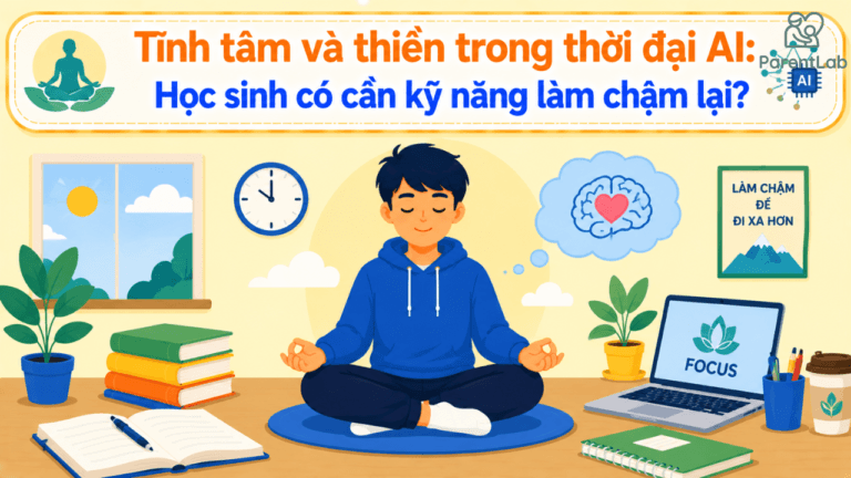 Tĩnh tâm và thiền trong thời đại AI: Học sinh có cần kỹ năng làm chậm lại?