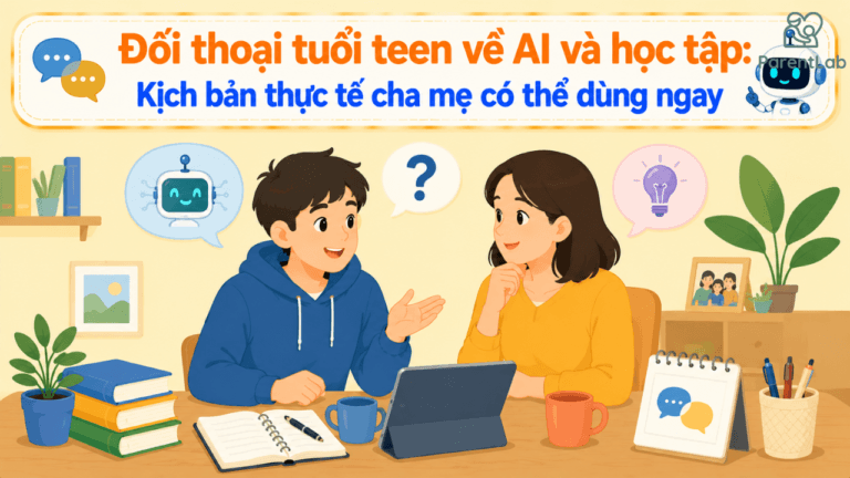 Đối thoại tuổi teen về AI và học tập: Kịch bản thực tế cha mẹ có thể dùng ngay